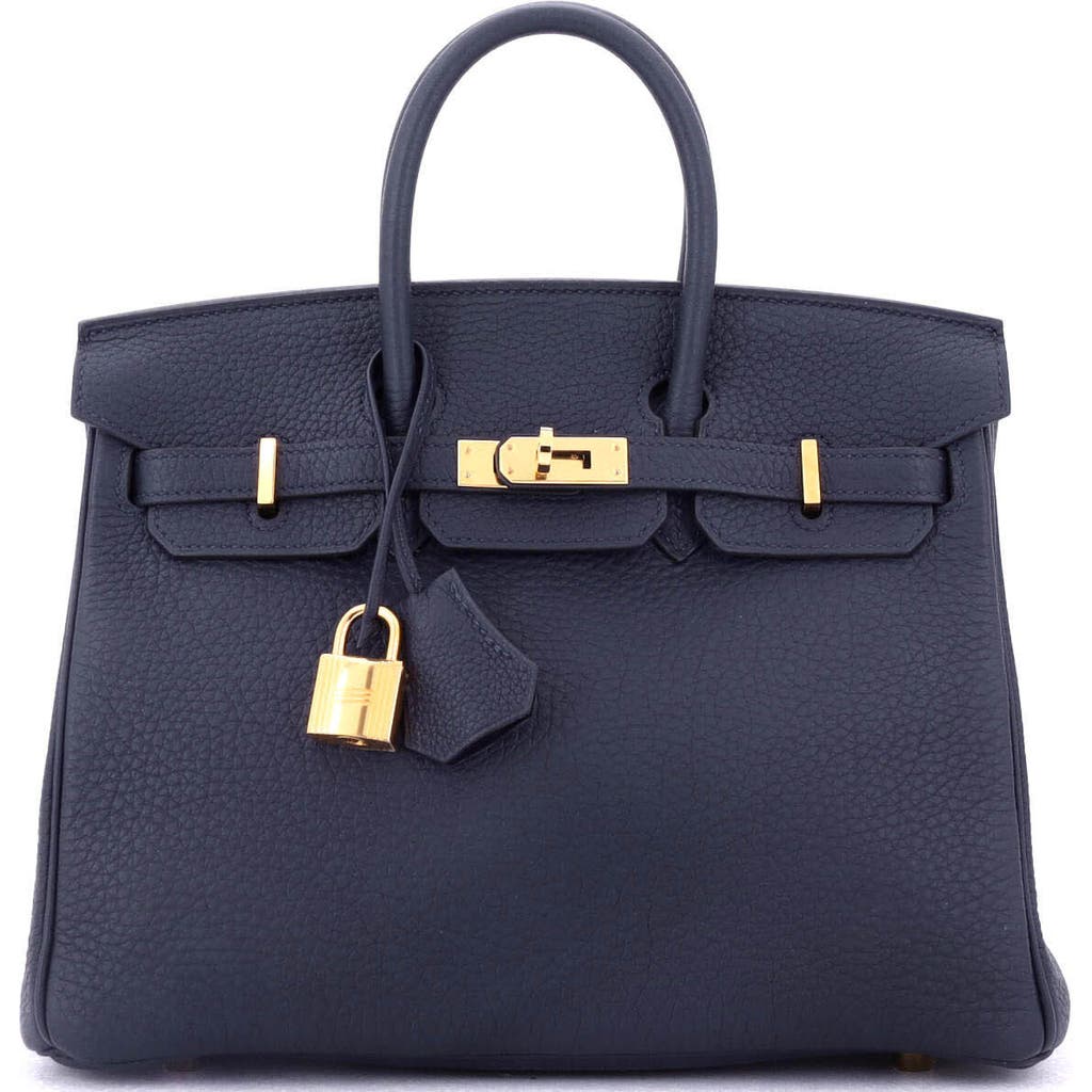 Pre-owned Hermes Hermes Birkin Handbag Blue Togo With Gold Hardware 25 In Blue
