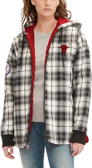 TOMMY JEANS Women's Tommy Jeans Black/Cream Chicago Bulls Molly Flannel Full-Zip Hoodie