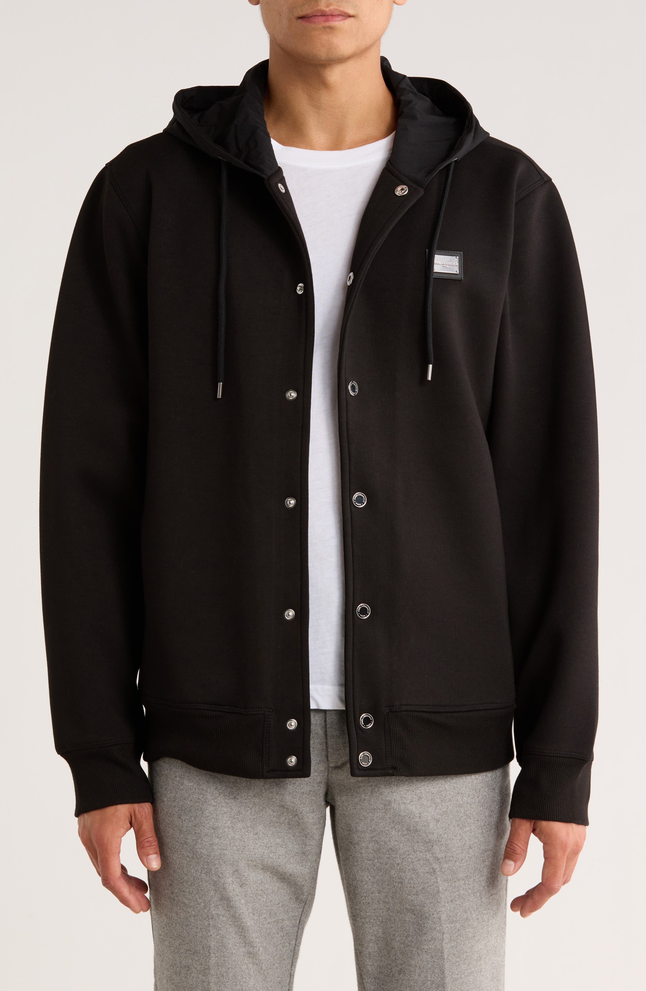 KARL LAGERFELD PARIS Hooded Bomber Jacket