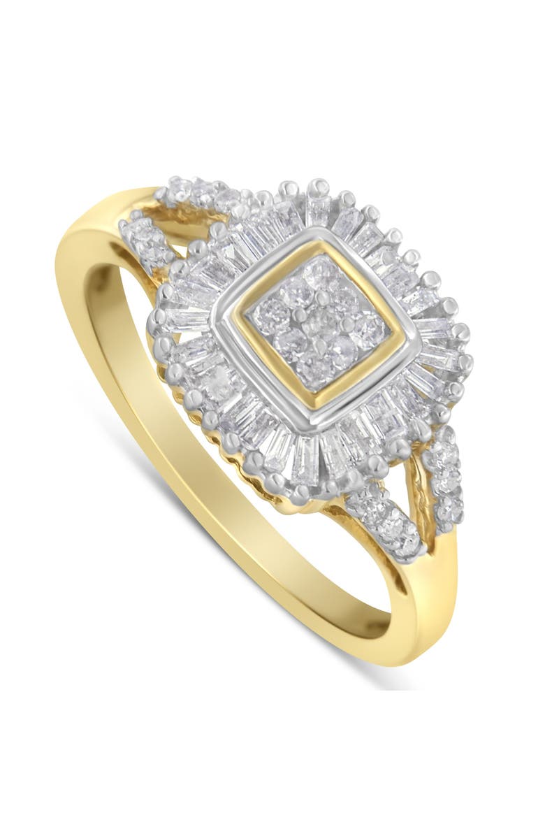 Haus of Brilliance 10K Gold 1/2 cttw Round and Baguette Diamond Ballerina Ring, Alternate, color, Yellow
