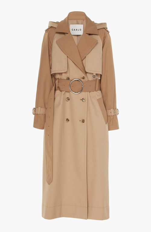 Caalo Women's Sustainable Water Resistant Cotton Trench Coat In Light Beige