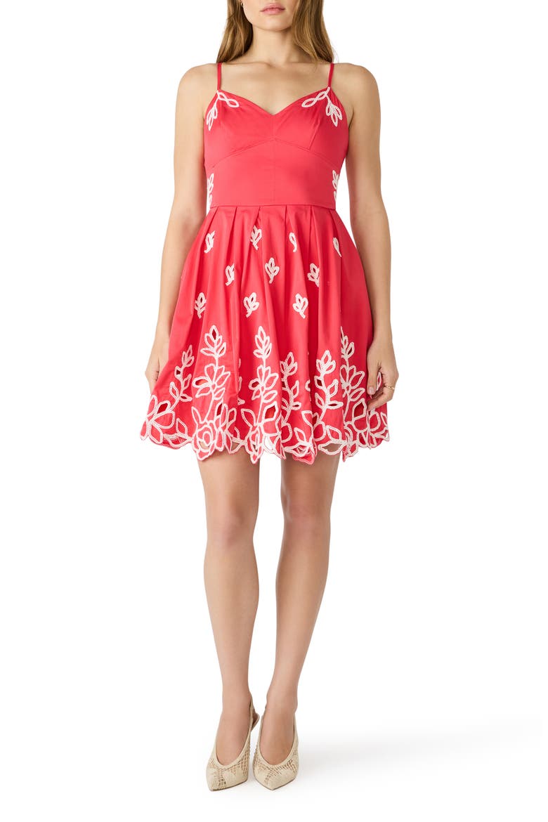 Emelia Embroidered Flared Minidress, Main, color, PARADISE PINK