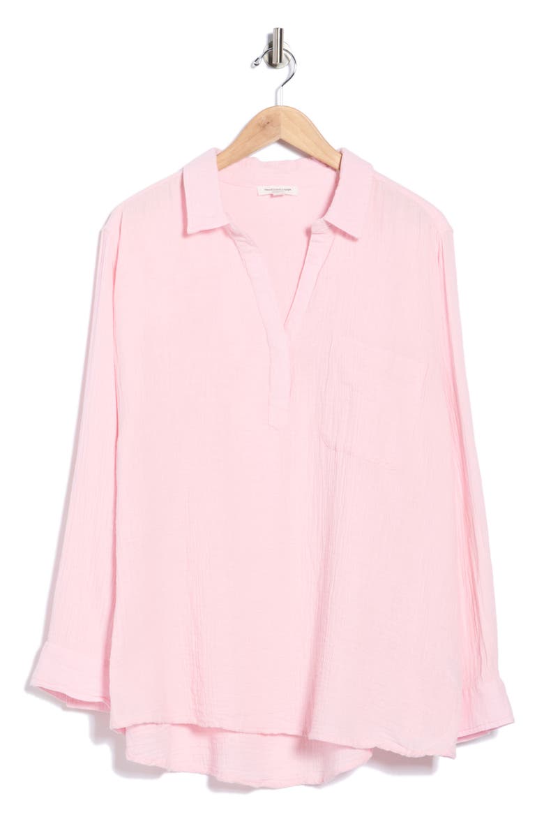 Lenora Cotton Gauze Popover Top, Alternate, color, PALE PINK
