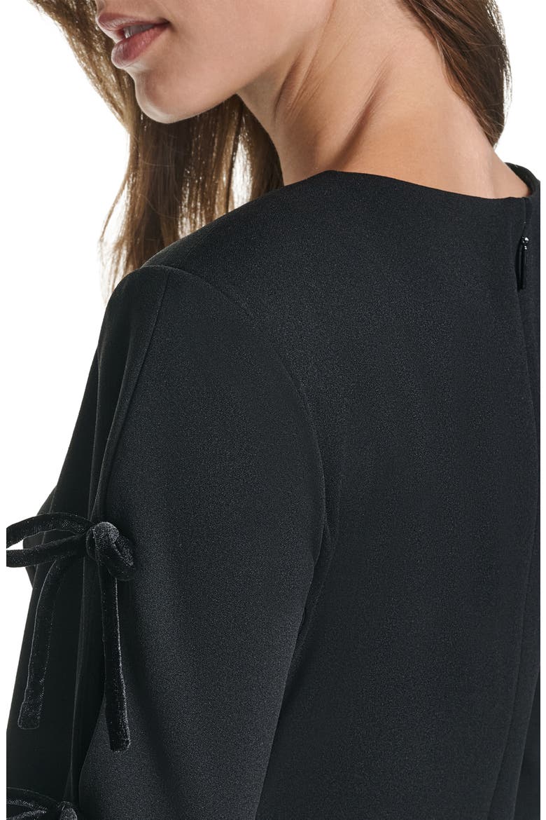 Velvet Bow Scuba Crepe Sheath Dress, Alternate, color, BLACK