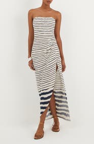 ViX Paula Hermanny Symphonie Strapless Linen Blend Cover-Up Dress