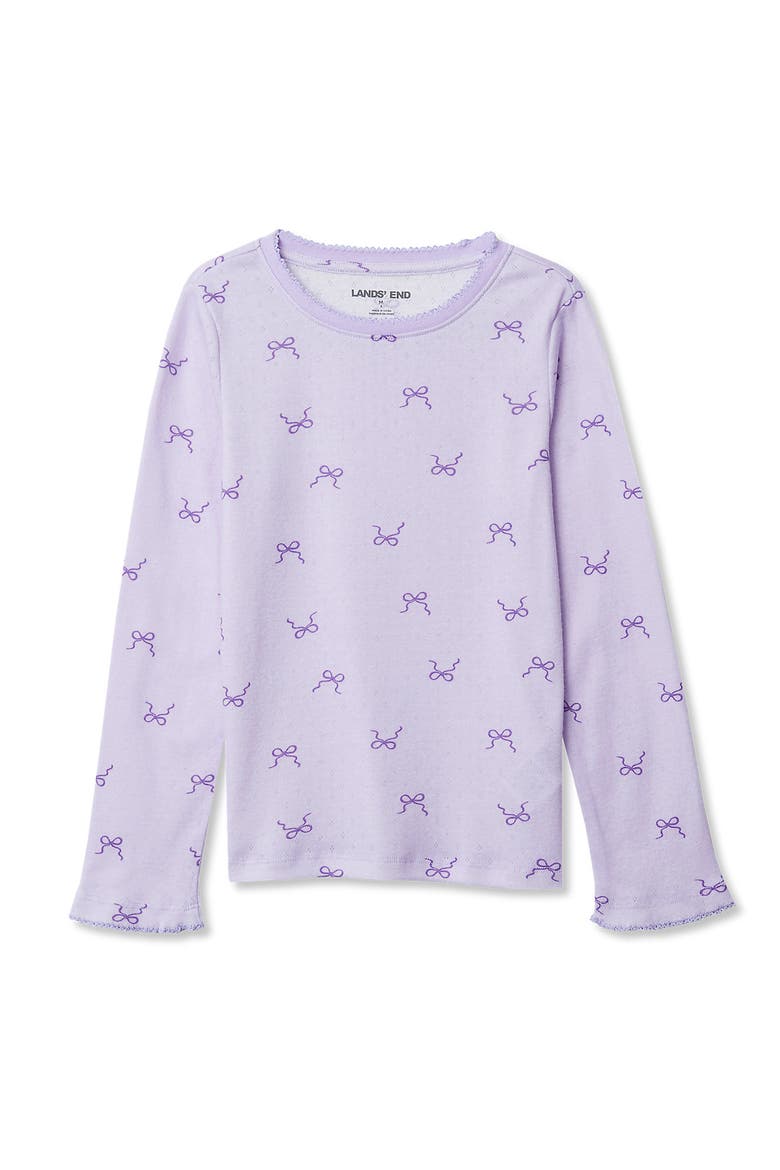 Girls Long Sleeve Pointelle Knit Shirt, Main, color, Purple Ditsy Bows