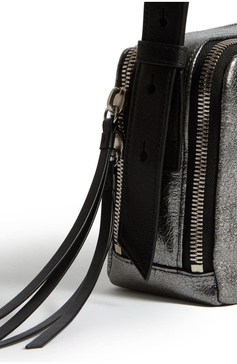 AllSaints Miki Metallic Leather Crossbody Camera Bag, Alternate, color,