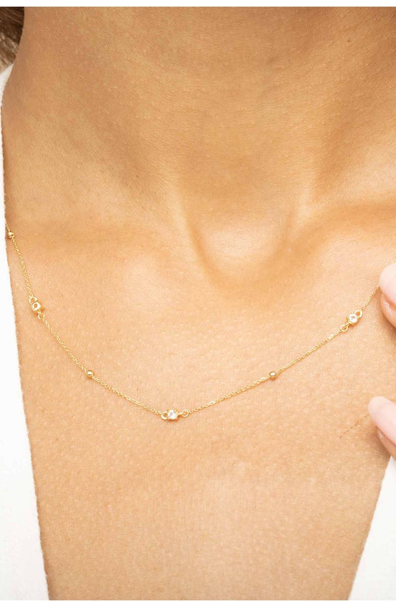 Oradina 14K Yellow Gold Seeing Sparks Station Necklace, Alternate, color, Yellow Gold