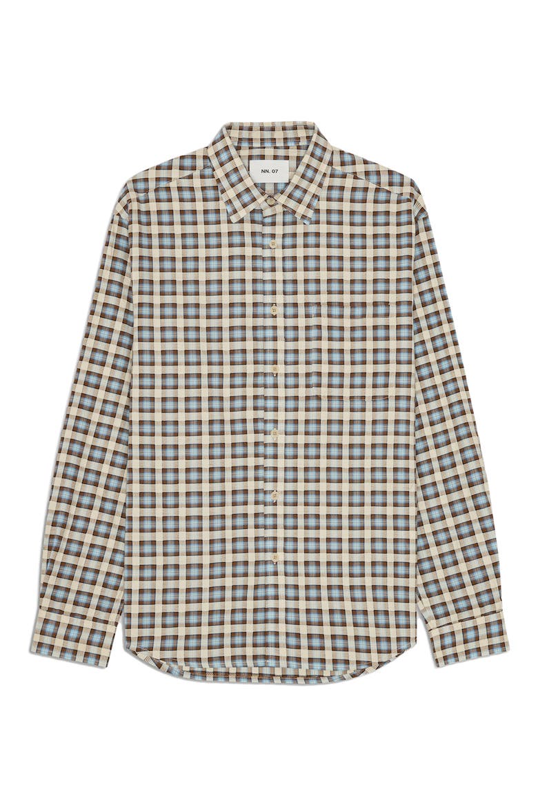 Deon 50037 Organic Cotton Button-Up Shirt, Main, color, BLUE CHECK