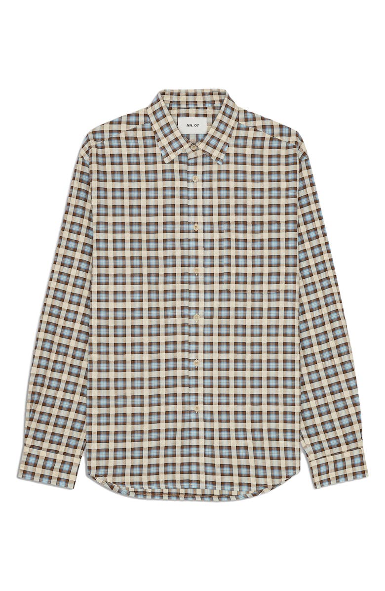 NN07 Deon 50037 Organic Cotton Button-Up Shirt, Main, color, Blue Check