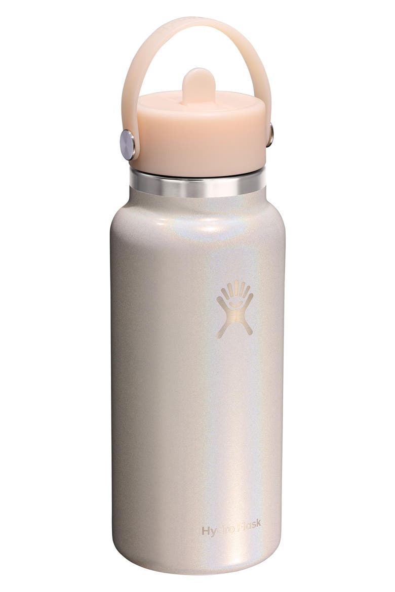 32-Ounce Wide Mouth Flex Straw Cap Bottle, Alternate, color, GLIMMER CREAM