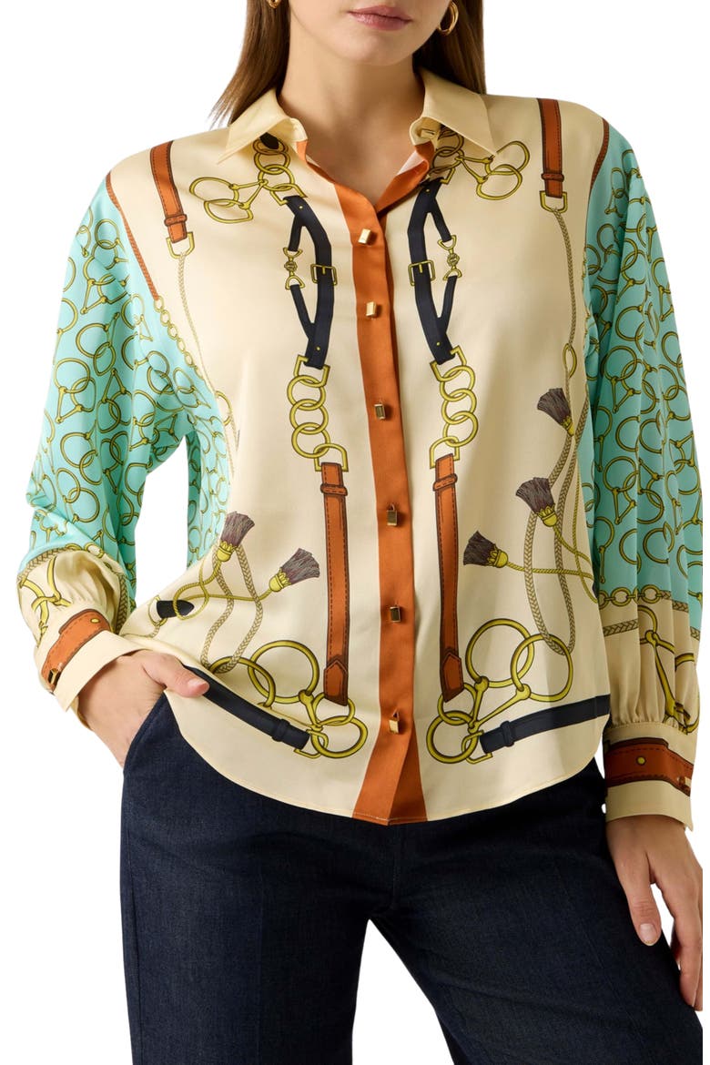 Amanda Print Satin Shirt, Main, color, MULTI-COLOR PATTERN