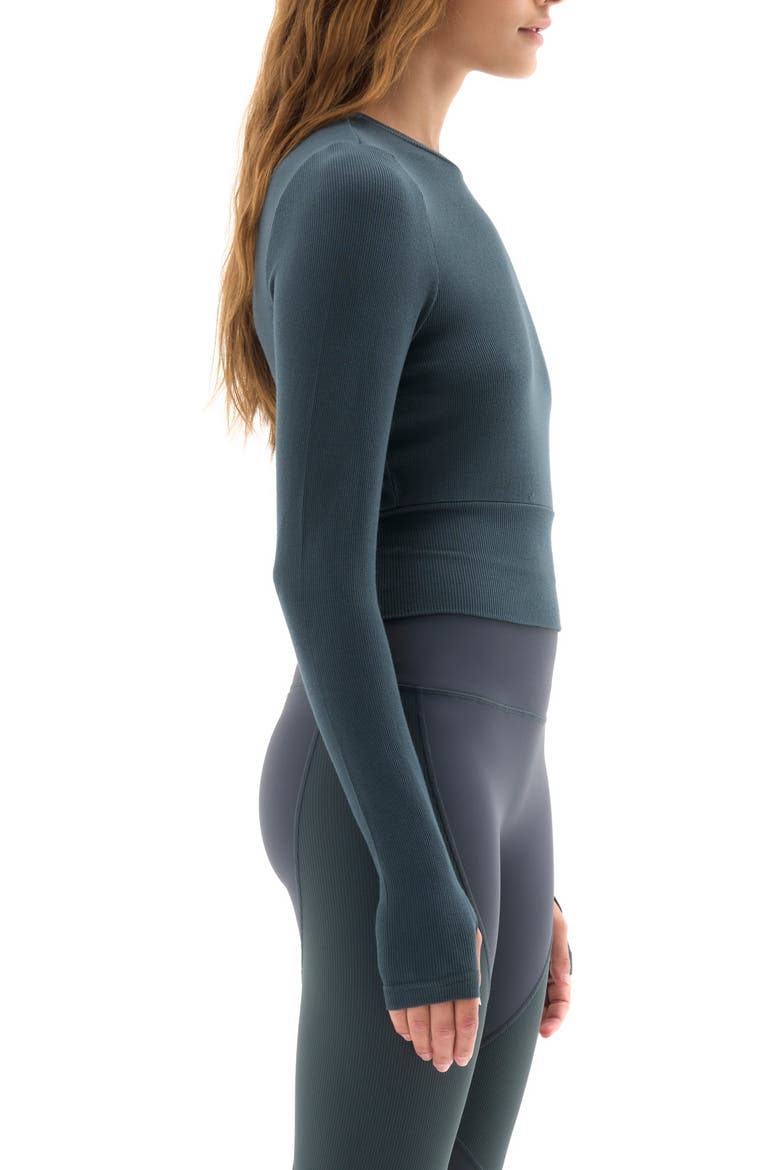 Free Play Long Sleeve Rib Crop T-Shirt, Alternate, color, DARK SHADOW