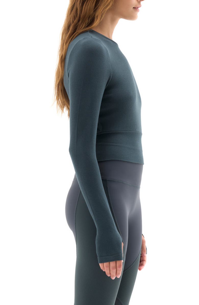 P.E Nation Free Play Long Sleeve Rib Crop T-Shirt, Alternate, color, 