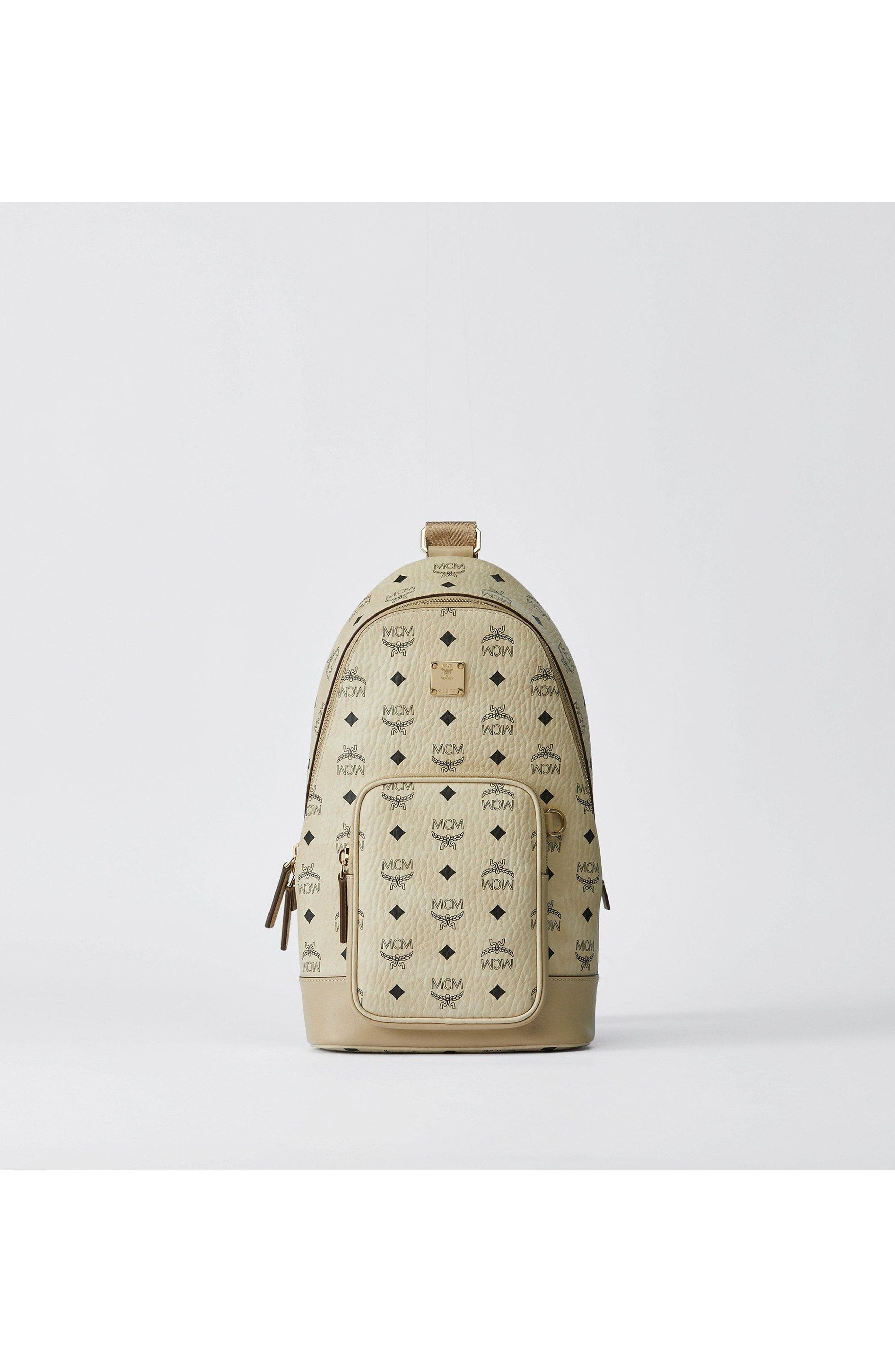 Small Aren Sling Bag in Visetos Leather Mix, Main, color, Beige + Black