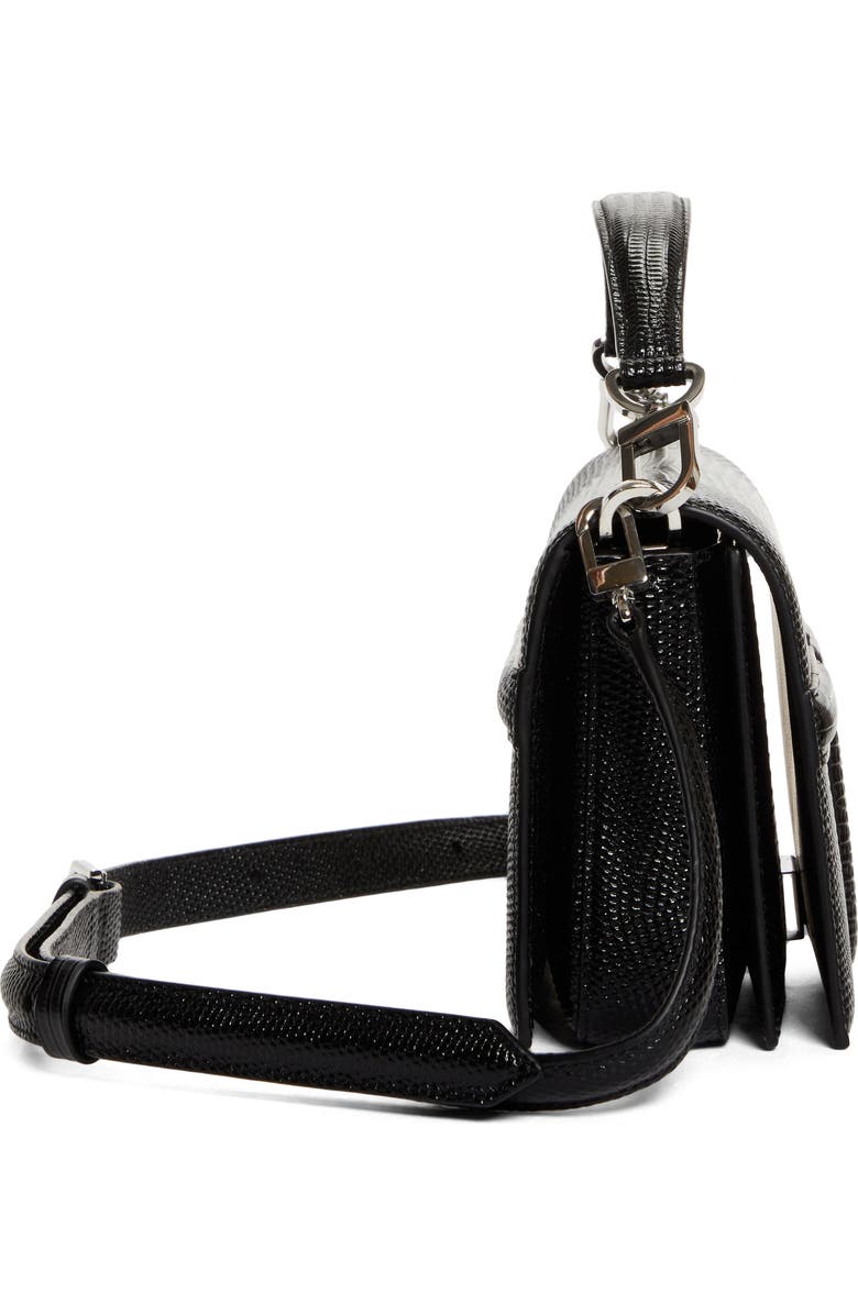 TOTEME Mini T-Flap Lizard Embossed Leather Top Handle Bag, Alternate, color, Black