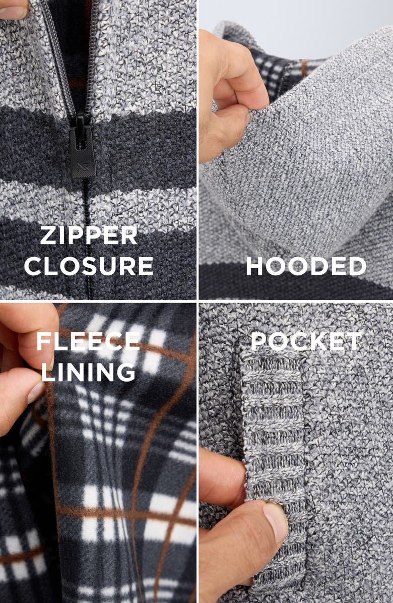 XRAY Kids' Stripe Full Zip Hoodie, Alternate, color, Heather Grey/Charcoal