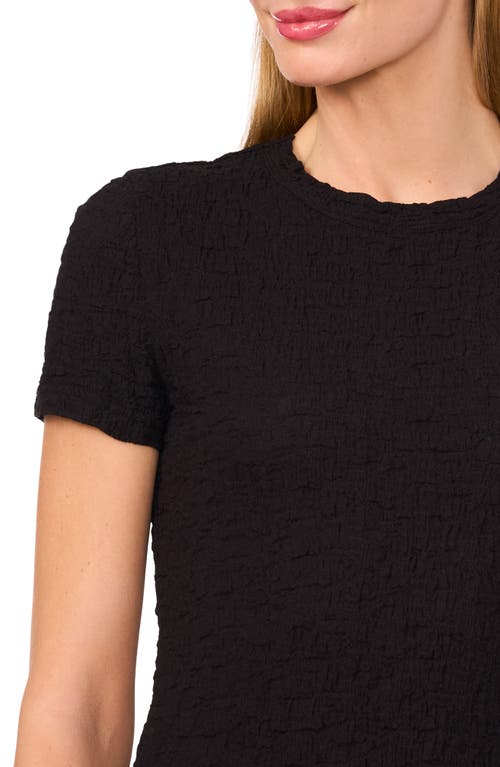 Cece Puckered Knit Baby Tee In Black