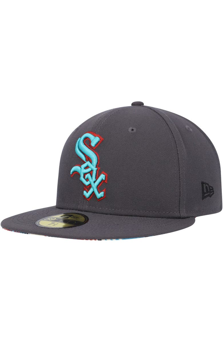 New Era Men's New Era Graphite Chicago White Sox Print Undervisor 59FIFTY Fitted Hat, Alternate, color, Graphite