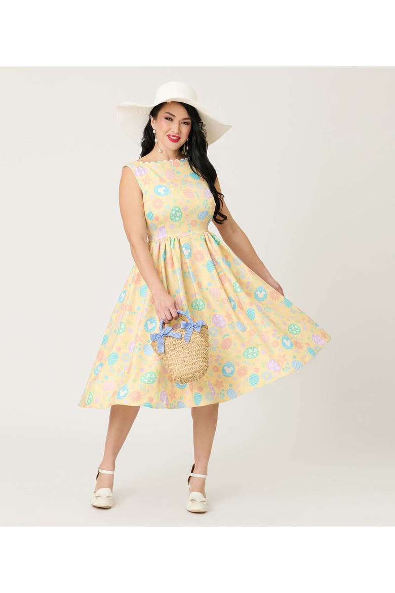 Livvie Swing Dress, Main, color, Yellow Egg Print