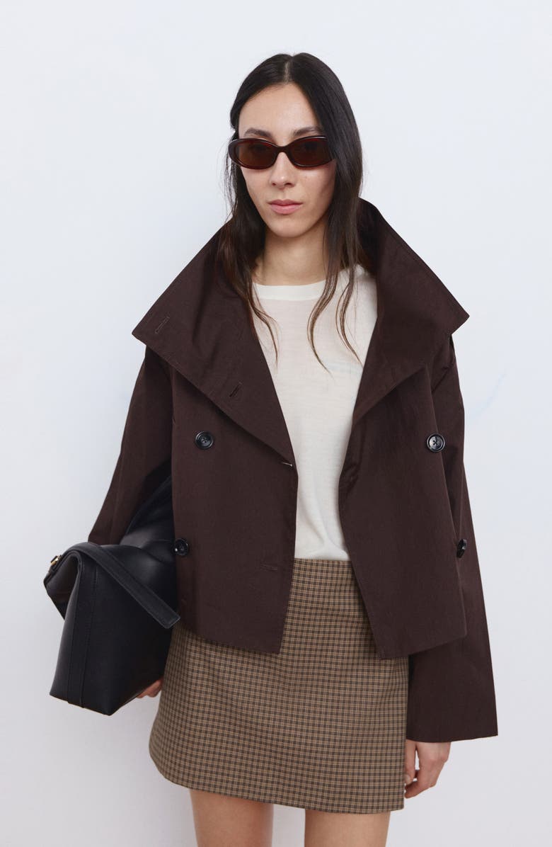 MANGO Houndstooth A-Line Miniskirt, Alternate, color, Brown