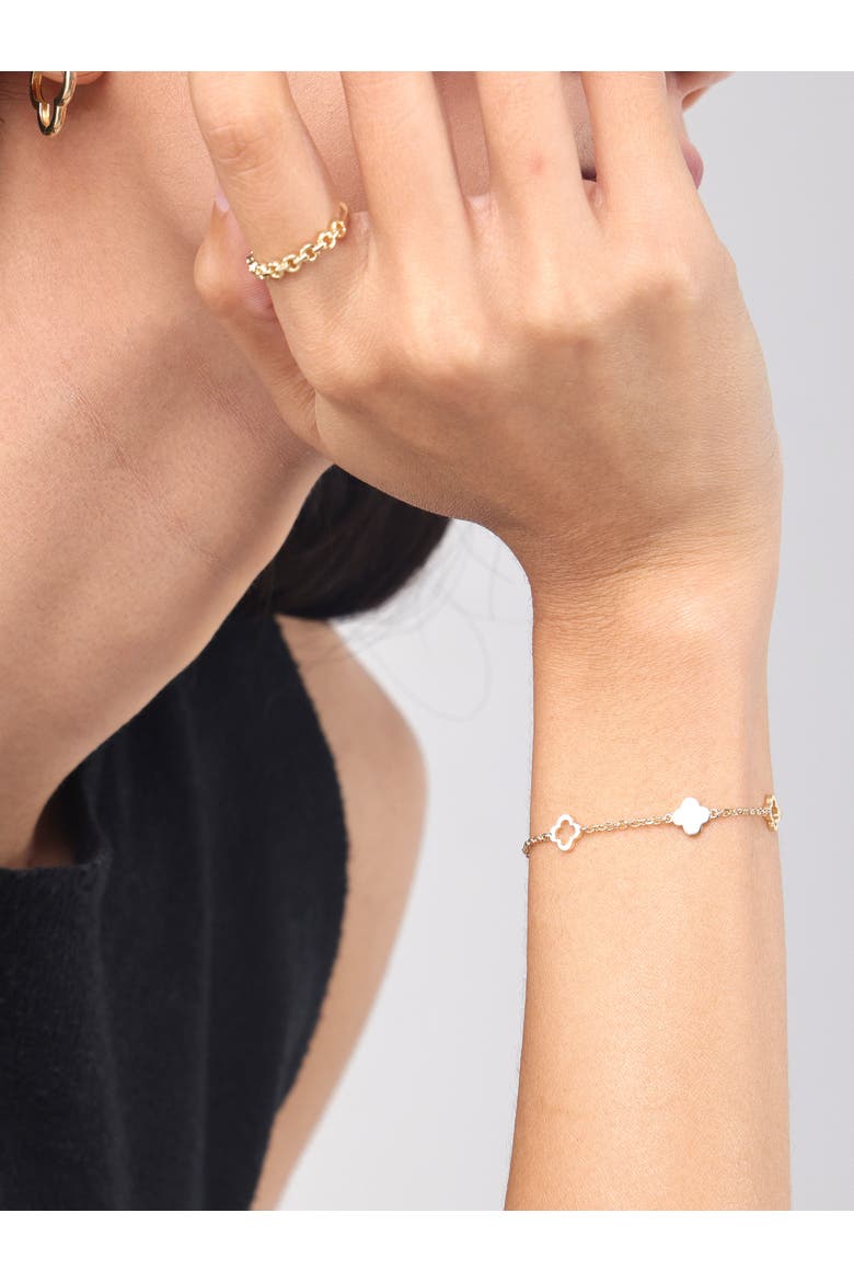 Clover Link Chain Bracelet in 14K Gold, Alternate, color, Yellow Gold
