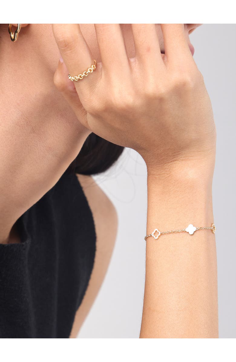 DEVATA Clover Link Chain Bracelet in 14K Gold, Alternate, color, Yellow Gold