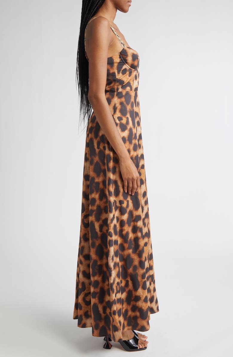 L'AGENCE Sutton Leopard Print Gown, Alternate, color, Tan/ Black Leopard Print