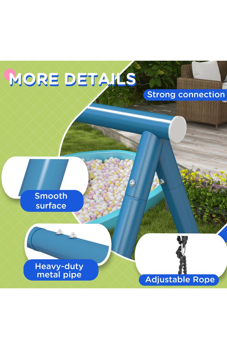 Outsunny 3-in-1 Metal Backyard Swing Set with Nest Swing, 2 Seats, 1 Slide A-Frame Heavy Duty 352 lbs Capacity, Alternate, color, 