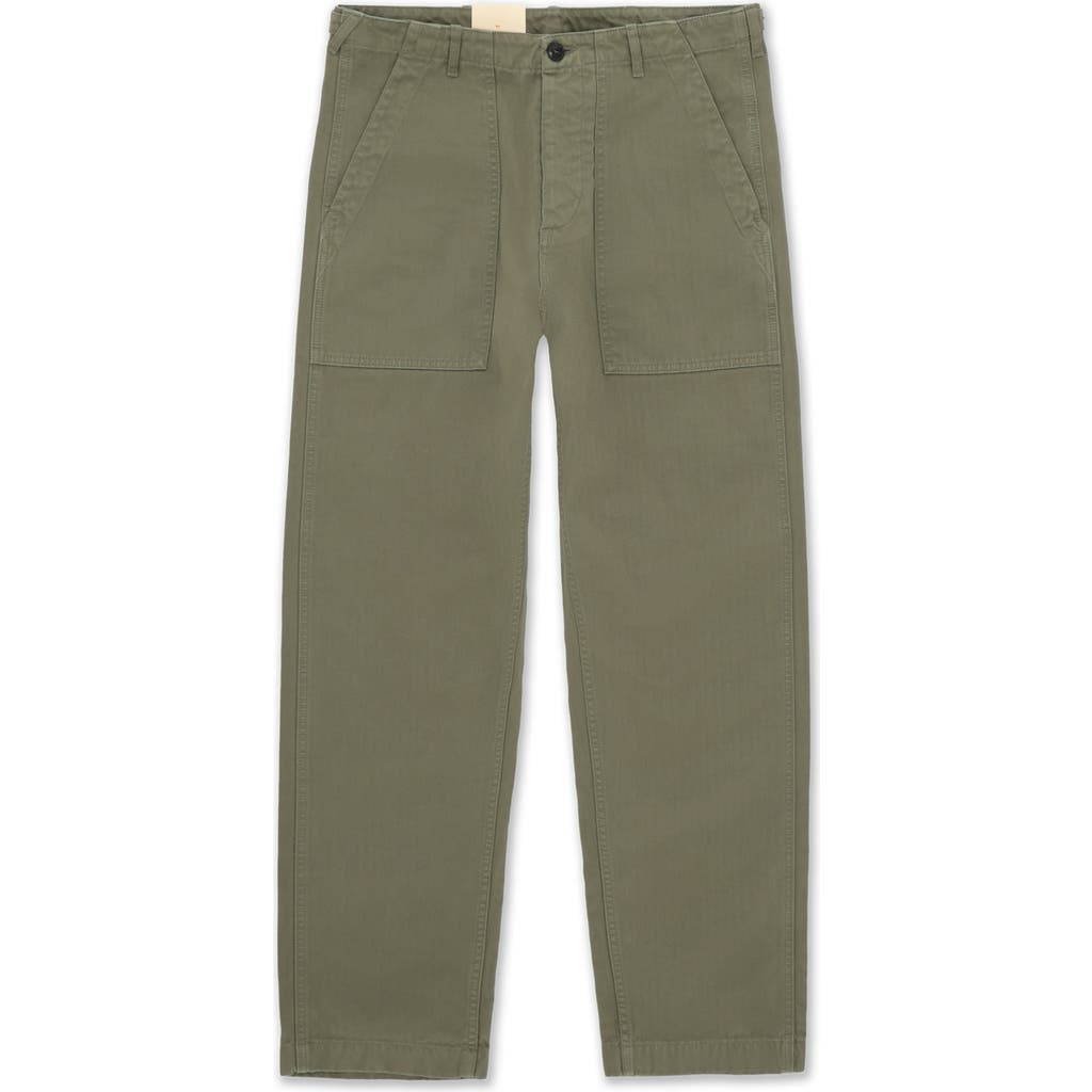 Fortela Newfatigue Herringbone Cotton Fatigue Trousers In Green