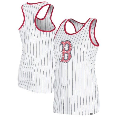 Women's New Era White Boston Red Sox Gameday Pinstripe Tank Top