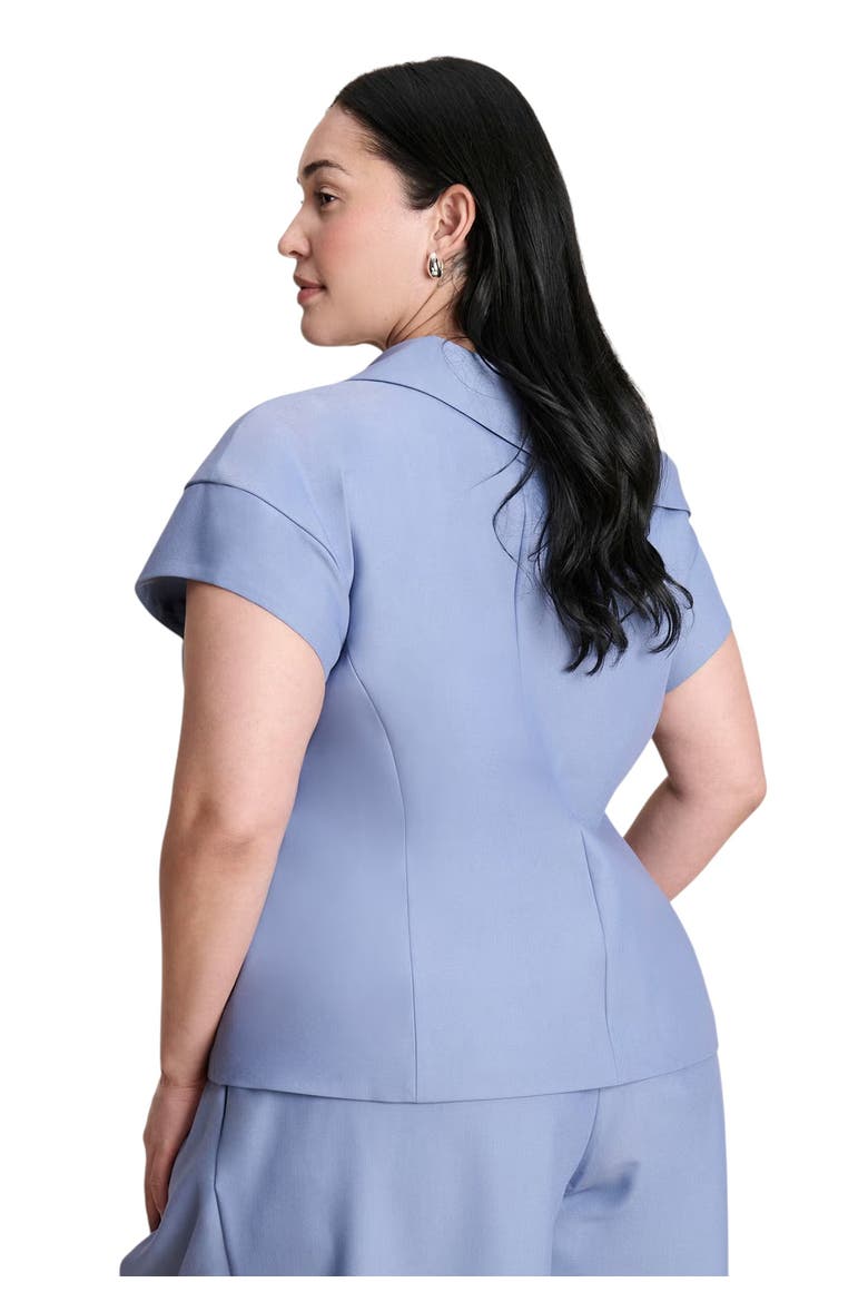 Asym Neckline Short Sleeve Blazer, Alternate, color, DUSTY BLUE