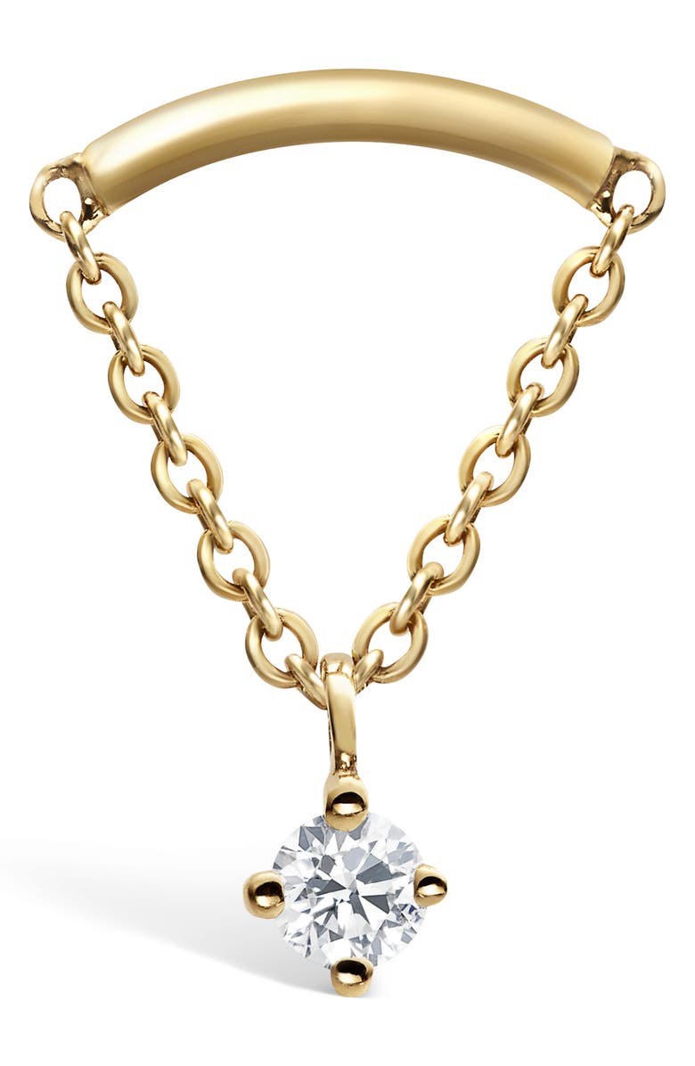 MARIA TASH Prong Set Diamond Drape Threaded Single Stud Earring, Alternate, color, Yellow Gold