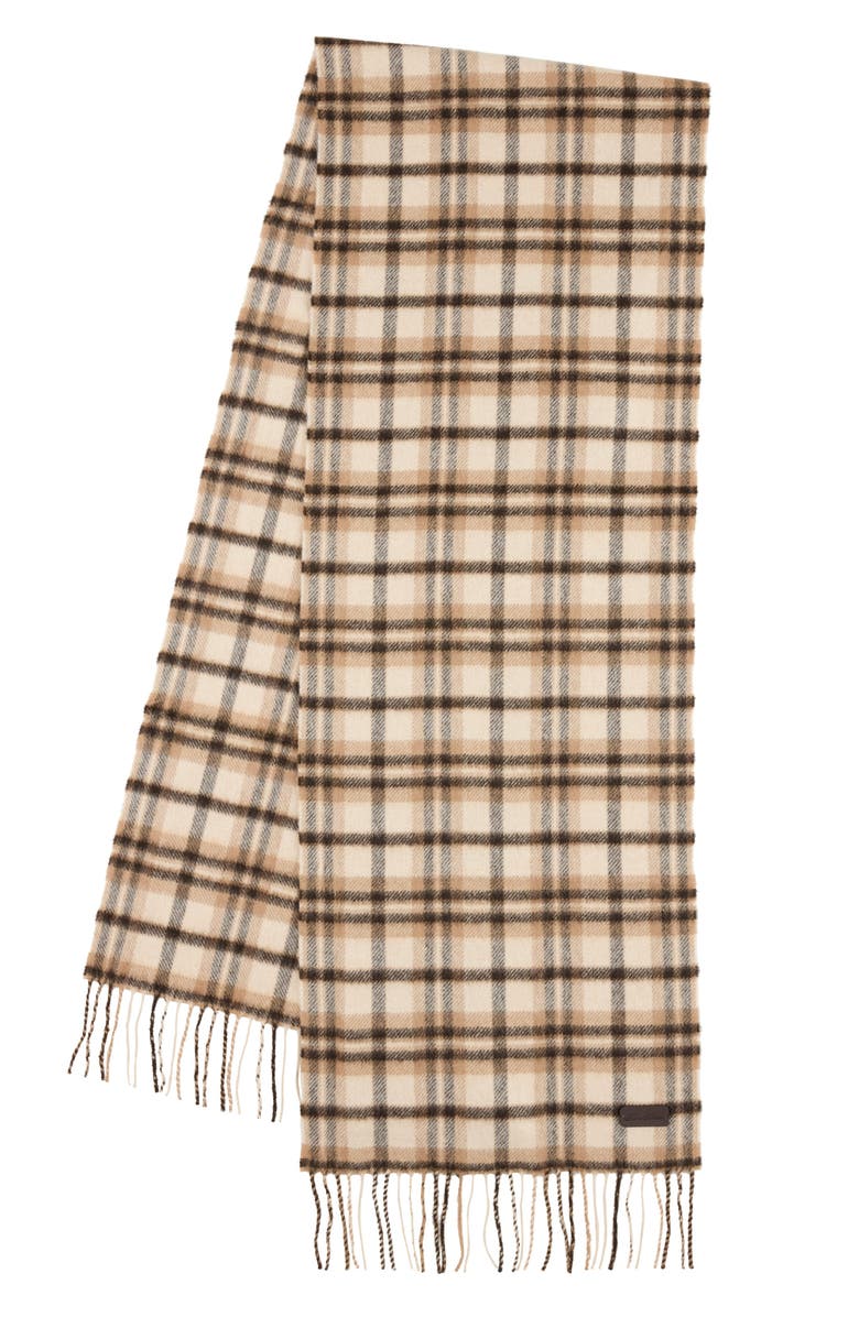 Brooks Brothers Camel Hair Grid Plaid Scarf, Alternate, color, Vicuna
