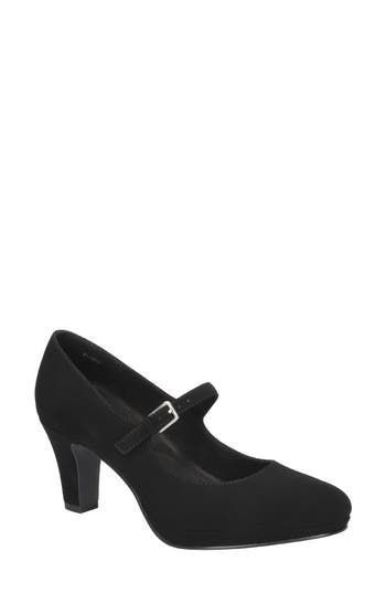 Easy Street Zest Womens Buckle Faux Suede Mary Jane Heels In Black Lamy