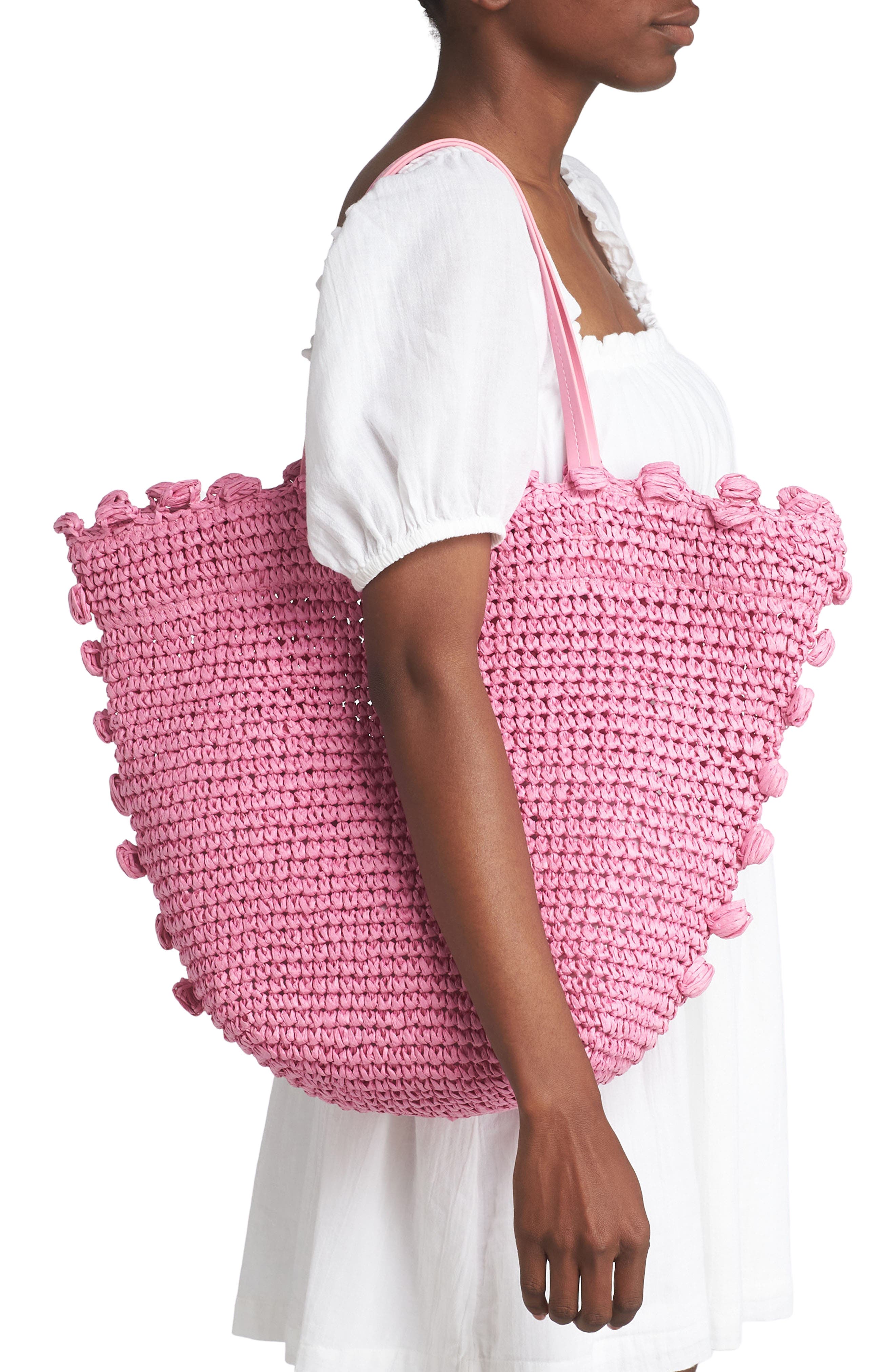 Leah Straw Tote, Alternate, color, FLAMINGO