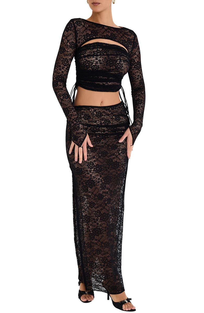 Mistress Rocks Ruffle Trim Maxi Skirt, Alternate, color, 