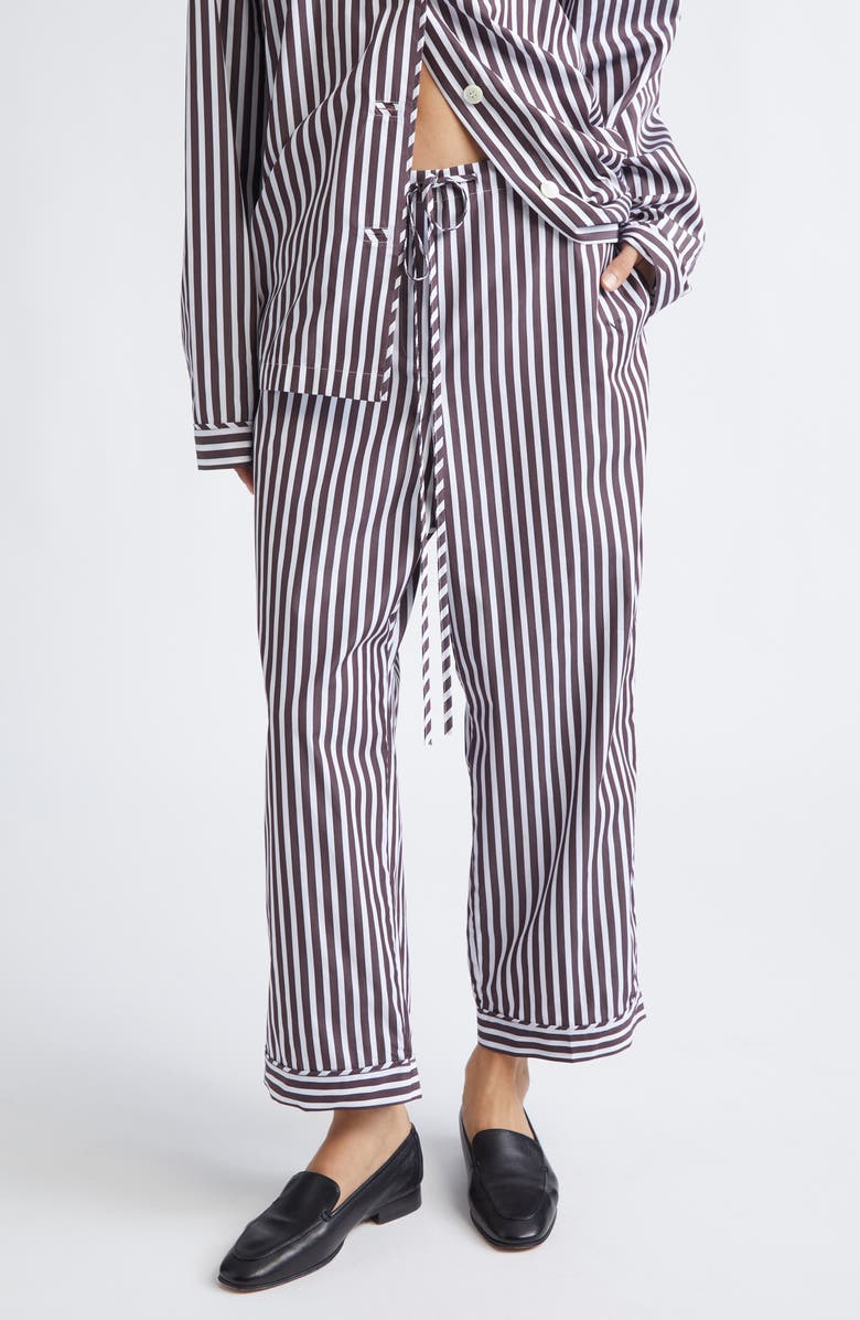 NACKIYÈ Life Is a Beach Stripe Crop Pajama Pants, Main, color, Choco Stripe