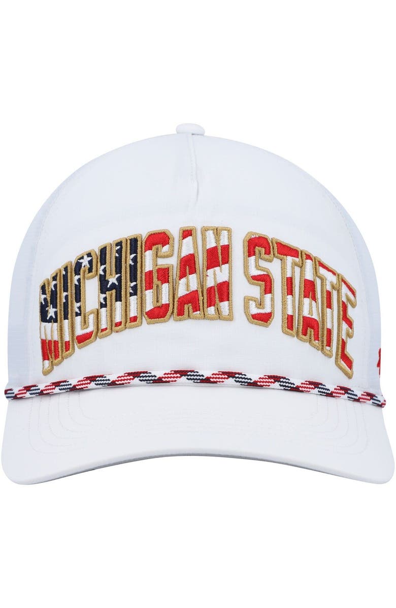 '47 Men's '47 White Michigan State Spartans Stars and Stripes Flag Flutter Hitch Snapback Hat, Alternate, color, White