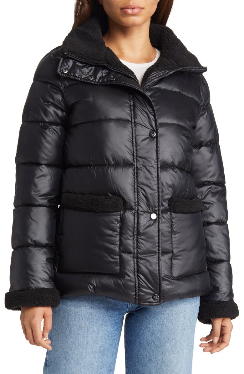 Lauren Ralph Lauren Puffer Coat with Faux Shearling Trim, Alternate, color, 
