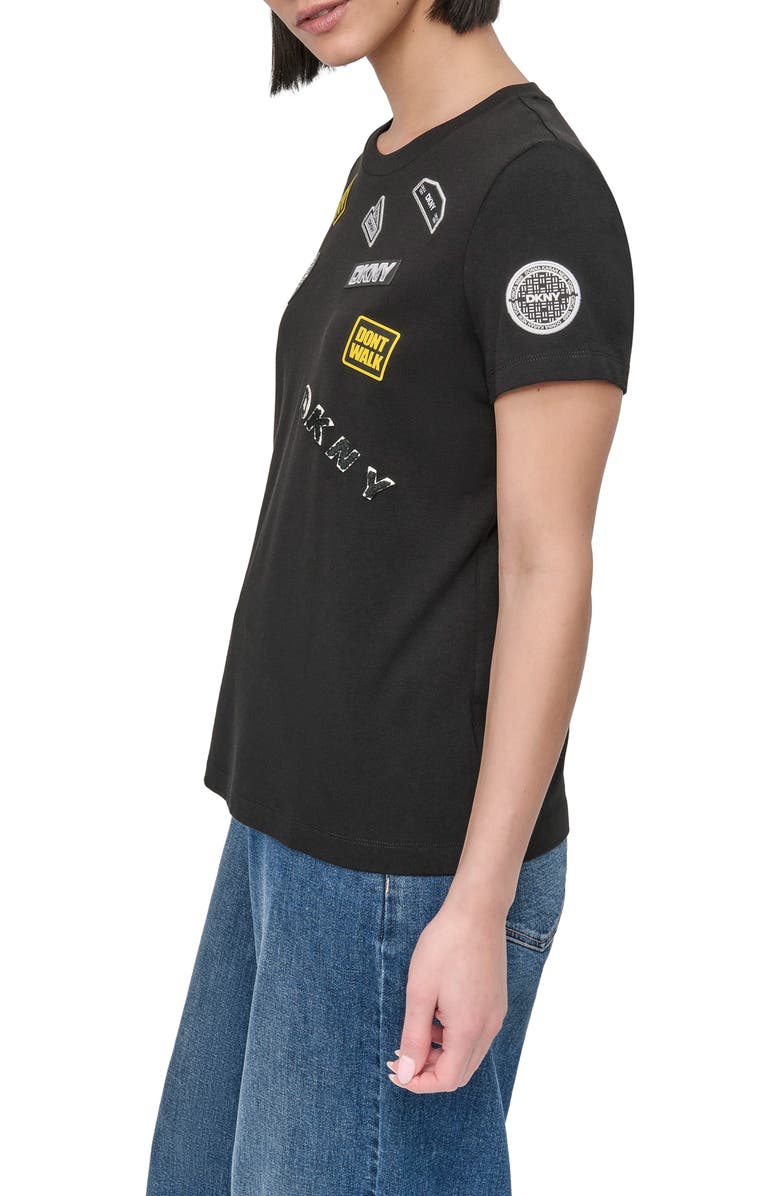 DKNY Pins & Patches T-Shirt, Alternate, color, 