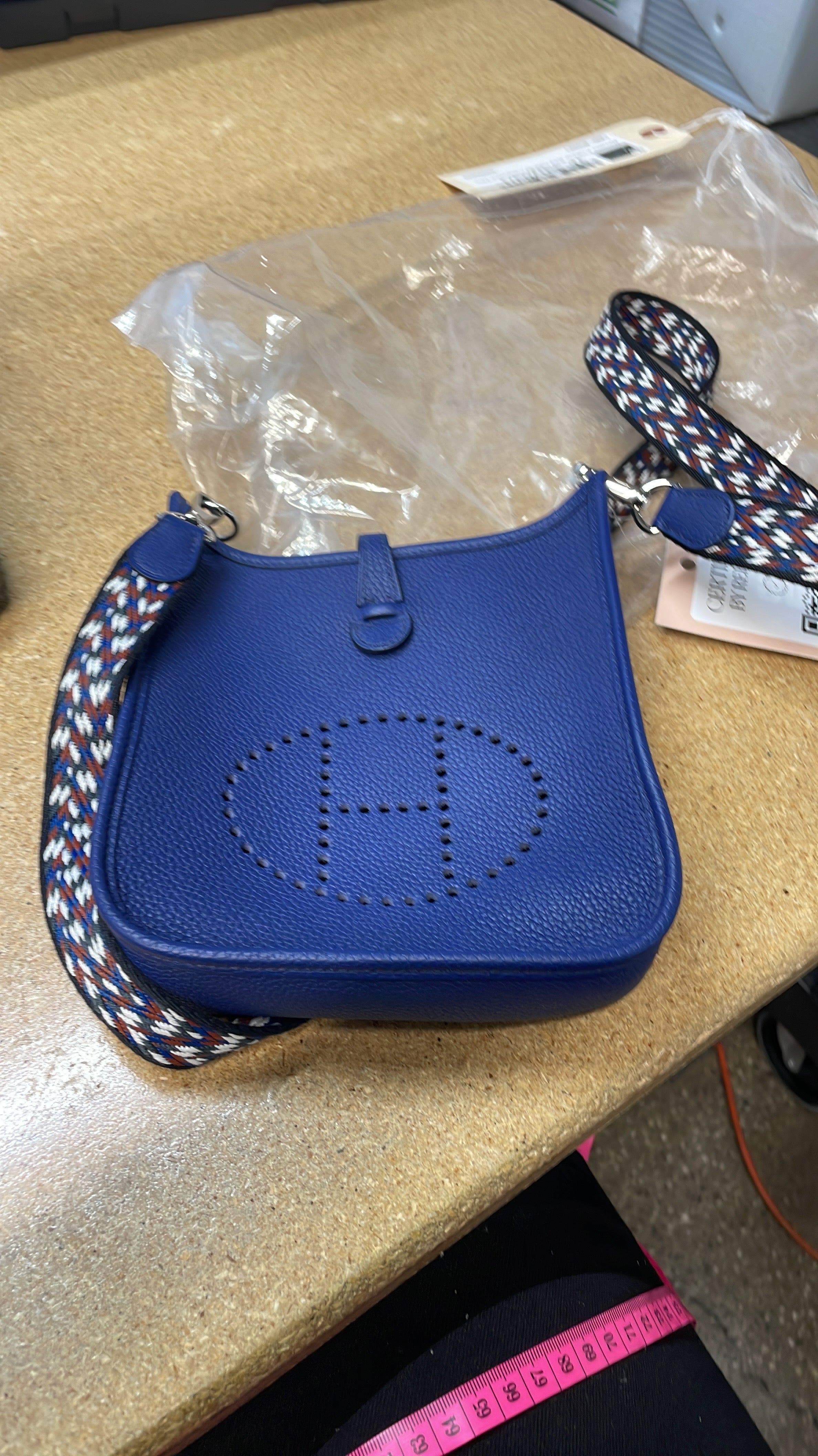 Pre-Owned Hermes Evelyne Bag Gen III Maurice TPM, Alternate, color, Bleu Encre