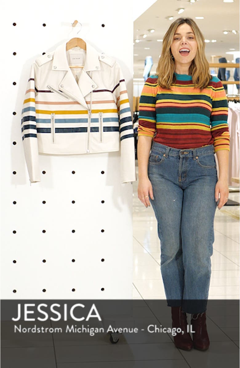 Multistripe Faux Leather Jacket, sales video thumbnail
