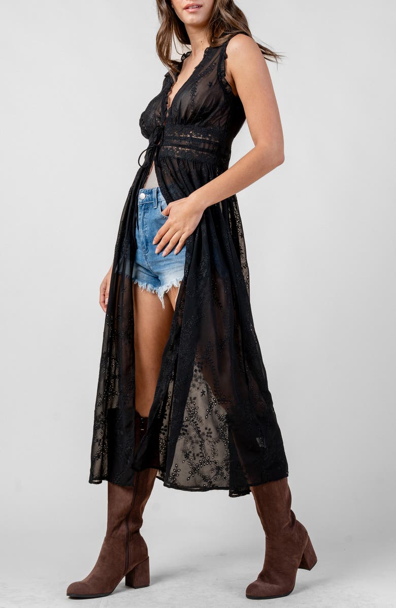 Beivy Embroidered Duster, Alternate, color, Black