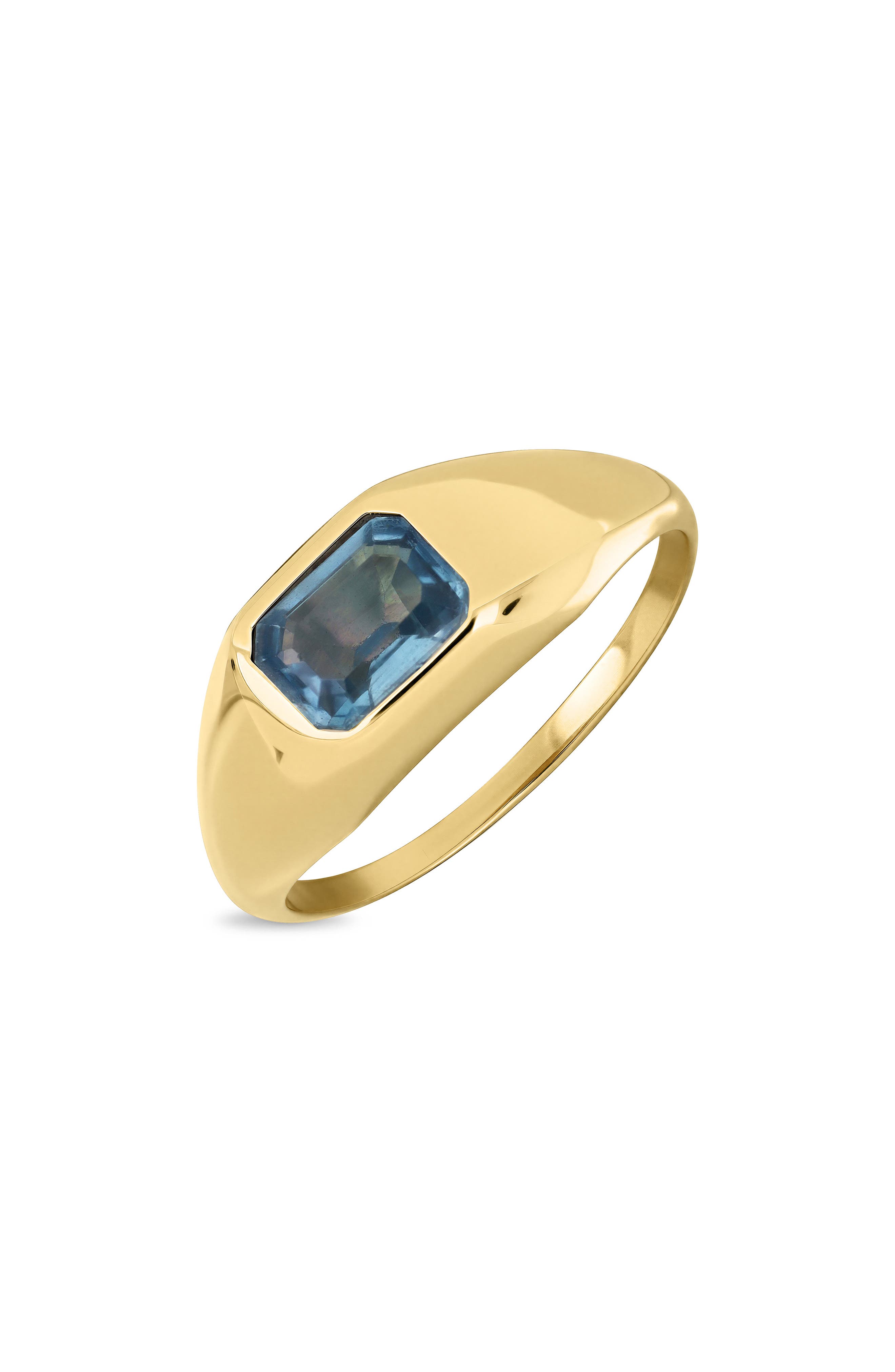 14K Yellow Gold London Blue Topaz Signet Ring