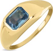 Bony Levy 14K Yellow Gold London Blue Topaz Signet Ring