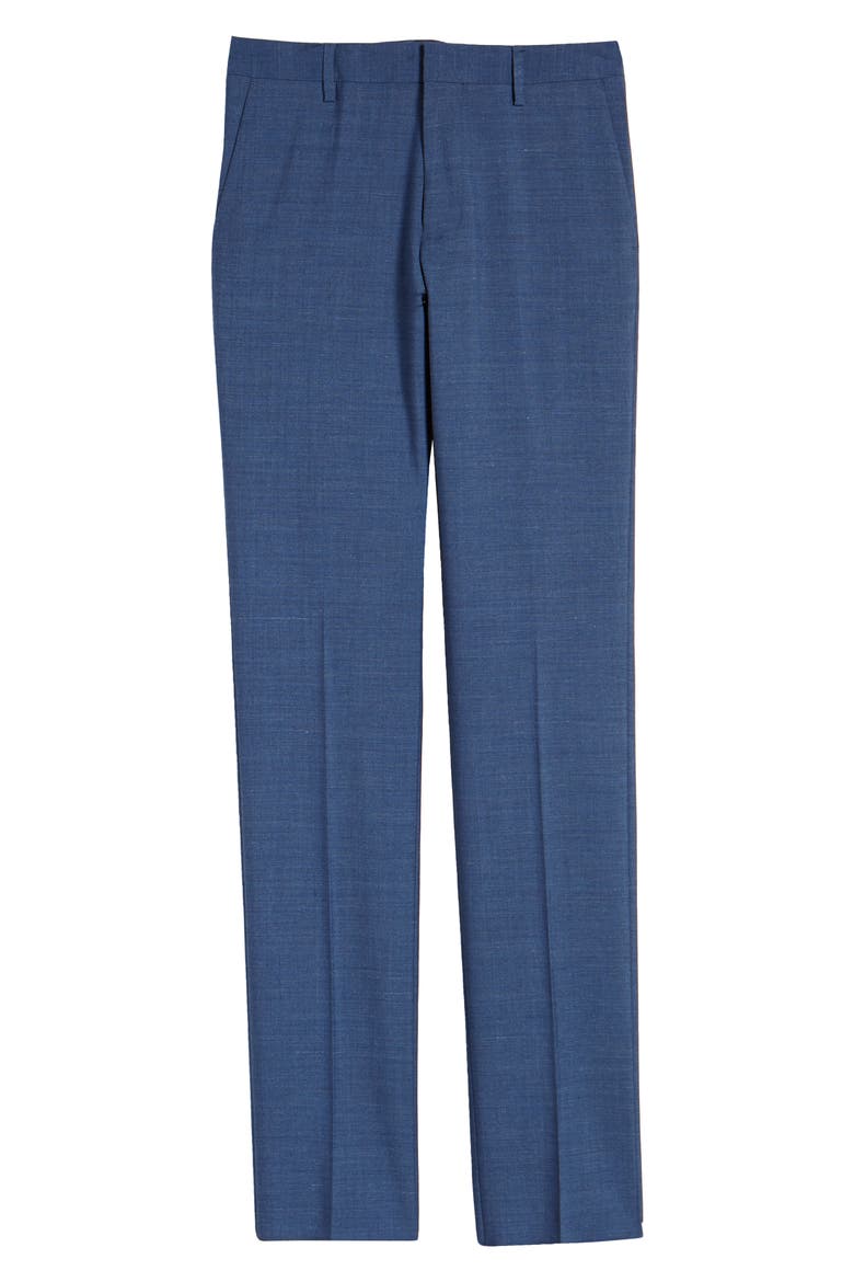 Jetsetter Slim Fit Flat Front Stretch Wool Dress Pants, Alternate, color, BLUE WEAVE