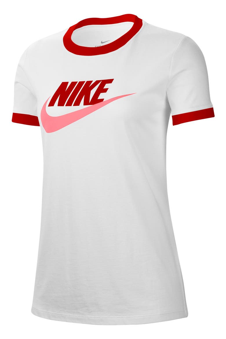 Futura Logo Cotton Ringer Tee, Alternate, color, WHITE/ UNIVERSITY RED/ PINK