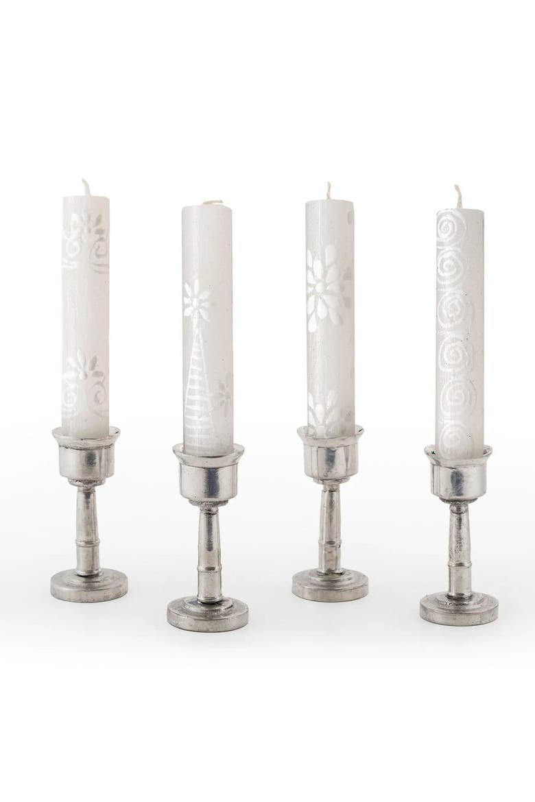 Shabbat White on White Painted Candles, Main, color, White On White