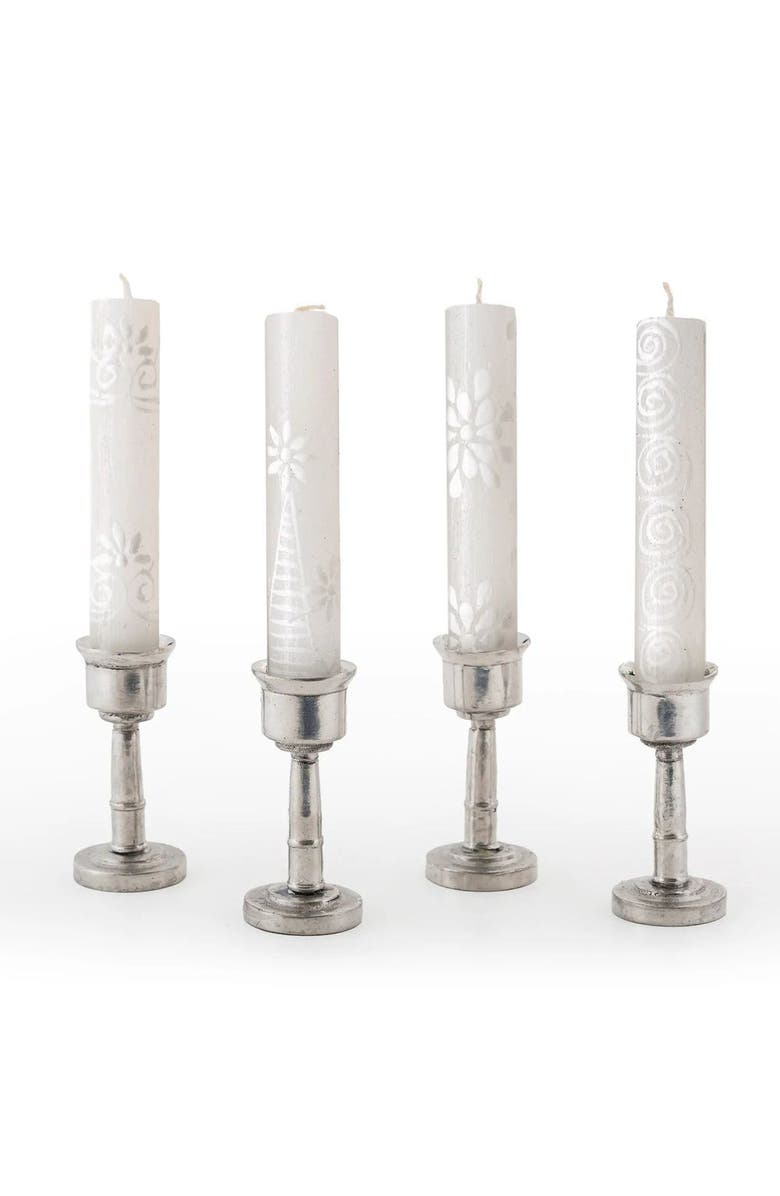 Thumbprint Artifacts Shabbat White on White Painted Candles, Main, color, White On White